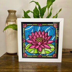 3D Stained Glass Water Lily Shadowbox